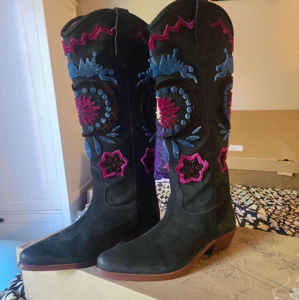Roundhouse stitch boots free people black color